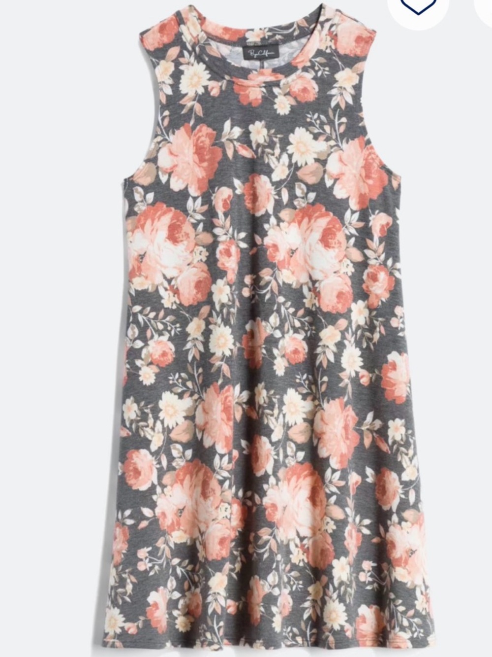 Gray and Pink/Coral Sleeveless A-line Dress